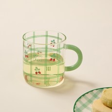 [MODERN HOUSE 중계점] 베리가든 동글 그린핸들 내열유리컵 400ml GA0126004, 1개, 이미지참고