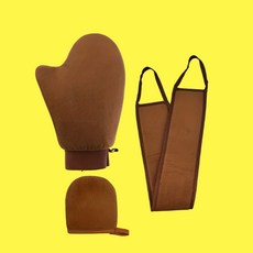 3-in-1 셀프 태닝 미트 세트 재사용 가능한 풀 바디 어플리케이터 글러브 정밀한 미니 핑거 백 로션 - 알코올 프리 파워 얼굴 및 바디용 완벽한 홈 선리스 탠 키트, 3개(브라운), 1개