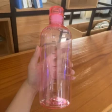 시간 표 있는 700ml 우아한 누수 방지 물병 매일 수분을 공급 피트 및 야외 모험을 위한 경량 휴대용, Pink