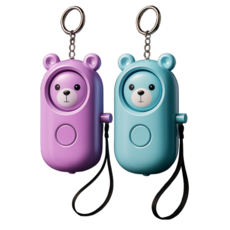 (1+1 )제스완 휴대용 어린이 여성 싸이렌 구조벨 라이트 키링 곰돌이 경보기 1+1, 2개
