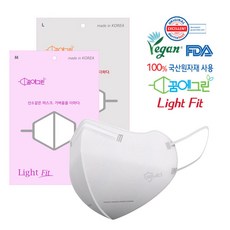 [국산] 여름용 꿈에그린 라이트핏 2D KF94 새부리형 컬러 마스크, 5매입, 20개, 화이트