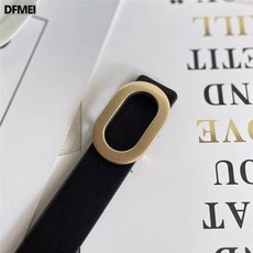 DFMEI 質感橢圓砂鎳按扣女士皮帶簡約學生復古腰帶女裝飾牛仔褲帶