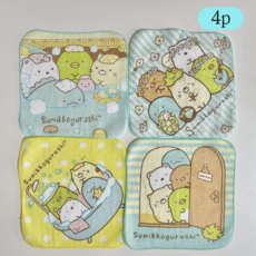 코코낫 귀여운 캐릭터 미니 타올 손수건 4p 1세트 부드러운 데일리 수건