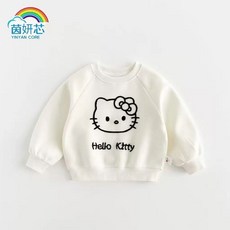 여아용 플리스 안감 된 겨울옷 안감으로 플리스 두꺼운 키티 상의 어린이용 루즈핏 스타일 한