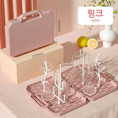 휴대용 젖병건조대 젖병건조 여행용 접이식 세트, 핑크