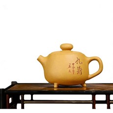 茶器堂 宜興爆美款紫砂壺 原礦黃金段泥180cc九鼎茶具泡茶壺, 黃金段泥,九鼎, 1個, 190ml