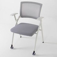 포커스 매쉬체어 반고정 학생 바퀴없는 허리 편한 공부 책상 사무실 회의실 접이식 의자, 화이트