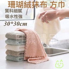 日樣 珊瑚絨不沾油吸水抹布 洗碗布 吸水性佳 加厚抹布 家用抹布, 1個, 1條（顏色隨機）