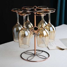 臺南出貨 可開票 奢華金色樣板間高腳杯擺件琥珀色水晶玻璃紅酒杯高檔彩色酒杯, 1個, 1】古銅色紅酒杯架+琥珀色紅酒