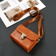 디카파우치 파우치 카메라가방 가로형 스타일 가죽, 1개, 718 스트랩 포함 브라운