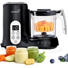 스팀 바구니 원스텝 이유식 프로세서 스티머 블렌더 그라인더 밀스 머신 자동 조리 그라인딩 및 스테릴리-징, Black