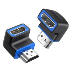 Cable Matters 2개 세트 4K HDMI L자 커넥터 90°와 각도 변경 대응 연장 남성-암, 03 8K 90° 각도 x2