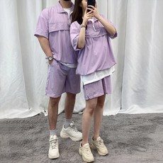 바나나2 아노락 셋업 오버핏 반팔 반바지 남자 남성 빅사이즈 트레이닝 세트