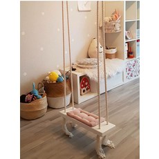 아기 그네의자 가정용 실내 철봉 해먹 그네줄 놀이 감성 홈케어, 1. 화이트/핑크