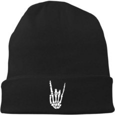 NRUXT 쿨 모터사이클 스컬 남성 비니 모자 남녀 공용 블랙 니트 스컬 캡 클래식 스켈레톤 라이드 남성용 수갑 비니, Rocking Skeleton Fingers, 1개