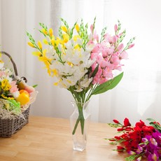 [3+1] 성묘 조화 꽃 글로디오러스부쉬 60cm 5컬러 추모 납골당 산소 묘지 장식 소품 수목장, 오렌지, 1개