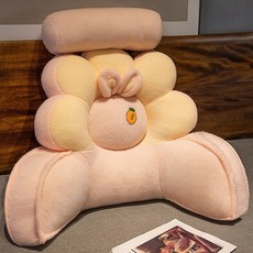 귀여운 꽃 침대 옆 쿠션 부드러운 패키지 등받이 소파 베개 허리 보호 쿠션 침대용 베개 독서용 침대 쿠션 여성용, 55* 65cm [좌석 추천], 핑크 토끼(아기 벨벳 원단)