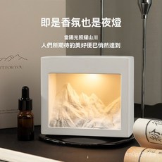 日照金山擴香石擺件香薰夜燈，雪山造型香氛，生日禮物女生送男友，小衆高級感, 桂花【白山】,無禮盒