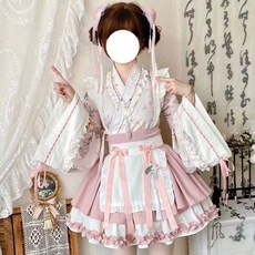 [마지막 SALE] 달콤 벚꽃 핑크 자수 기모노 로리타 원피스 코스프레
