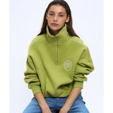 PARTIMENTO WOMEN 클래식 로고 하프 집업 스웻셔츠_라이트 그린 370444