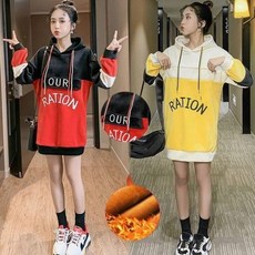 CHINA 나래가 임산부 후드 원피스 임부복 기모 수유복 캐주얼 lab04