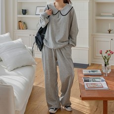 로로텐 봄 세일러 카라 트레이닝 세트 무지 루즈핏 여성 빅사이즈