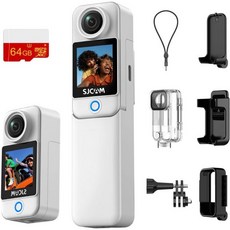 SJCAM C300 4K 포켓 유튜브 카메라 7시간 장시간 촬영 초고속 6축 안정화 핸드헬드 듀얼 터치스크린 154° 와이드 FOV 비디오 레코더 30M 방수 여성 선물 연인, C300 WH
