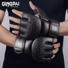 GINGPAI 징파이 복싱글러브 UFC 오픈핑거 글러브 주짓수 MMA 종합 격투기 글러브 GDYWBZ, 1세트, 블랙 1세트, 블랙