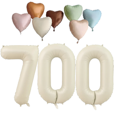 파파 파티 크림 하트 대형 숫자 기념일 생일 풍선 세트, 1세트, 크림 700 + 하트7종