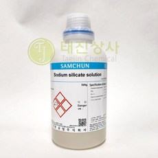 규산나트륨용액 Sodium silicate solution 9~10%(as Na{2}O) 28~30%(as SiO{2}) [1344-09-8] CP 500g