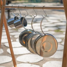 냄비 후라이팬 컵 접시 스텐 캠핑 식기 8P 세트 hay+869pF