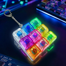 키캡 키보드 테트리스 키링 LED 9구 피젯 딸깍이, 1개, 투명