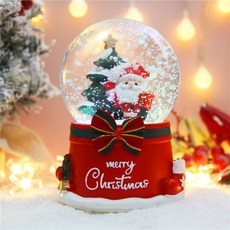 聖誕水晶球音樂盒：老人雪人旋轉飄雪，八音盒聖誕擺件，兒童聖誕節交換禮物, 1個, 雪橇雪人-大號,自動飄雪款