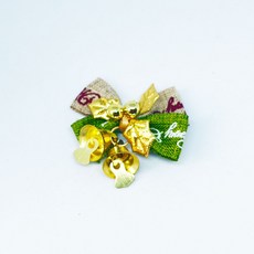 《小日子家居館》聖誕節帶鈴鐺蝴蝶結裝飾品 小配件掛件 包裝盒配飾 diy輔料, 1個, 配色金葉子