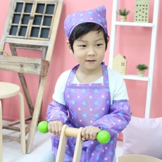 방수 다용도 어린이집 유치원 앞치마 머리두건 세트 gas+3288ME