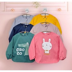 [ 기간한정 1+1 ] KC인증 유아 촉감놀이 아동 반신 방수 미술가운 갯벌 모래 미술 어린이 앞치마 놀이복, 핫핑크2개