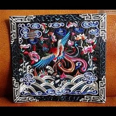 精緻鳳凰刺繡掛飾, 1件, 吉祥中國鳳高檔刺繡畫黑色可當鼠標墊(不挑款)