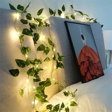 녹색 잎 꽃 가짜 식물 스트링 라이트 웨딩 생일 구동 벽 크리스마스 정원 장식, 1개, 7. 3-Green Dill A. 2M 20LEDs
