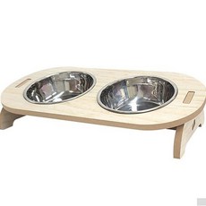 페로가토 고양이 원목 경사 스텐식기 2구, 1개