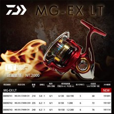 DAIWA 21年 MG-EX LT 紡車式捲線器，輕量化設計，操作簡單，適用多種釣場, LT4000-CXH