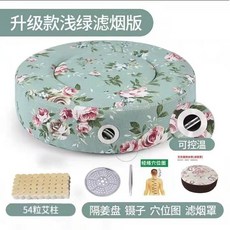 【】艾灸蒲團坐墊坐灸儀美容院熏蒸儀器艾灸盒隨身灸家用臀部艾炙器具 8HJZ, 大號控溫款清新綠+艾柱54顆+五件套, 1個