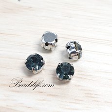 비즈라이프 5mm원형 글라스 캡보석 50개, 1개, 블랙다이야