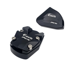 CHEKIS PCX 사이드스탠드클립 날개클립 세트 왕발 PCX로고각인 사이드스탠드 전년식호환, 블랙, 1세트