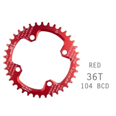ZTTO 단일 속도 1x 시스템 좁은 와이드 체인링 104 BCD 라운드 32T 34T 36T 38T MTB 12S 11S 10S 9S 크랭크, red, 05 Red 36T