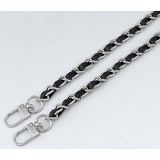 베리어스몰 가죽체인줄 명품스타일 가방끈 체인끈, 1개, 블랙실버