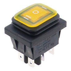 30x22 헤비 듀티 방수 로커 스위치 12V 빨간색 LED 220V 조명 조명 16A 250VAC KCD4-201 DPST 스위치 4핀, Yellow ON-OFF-ON 6P_12V-24V, 1개