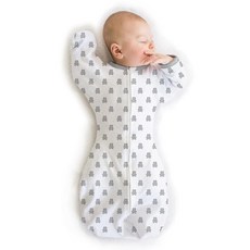 Amazing Baby 과도기적 포대기 색 팔을 위로 올리는 반길이 소매 및 장갑 커프스 신생아를 위한 수면 주머니 웨어러블 담요 라지 6-9개월 9.5-10., Sterling Tiny Bears