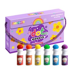 KIDS PARK兒童點點筆套裝/安全無毒可水洗/多款可選，激發孩子繪畫天賦與創造力, 6色禮盒-中盒紫色(6支筆不含紙), 1套