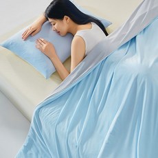 슬림소녀 여름용 차렵이불 냉감 원단 이중면 쿨링 온도조절 친환경 촉감 에어컨이불 성인용 여름, 스카이 블루