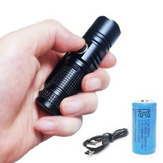 나인비 미니 초강력 LED 손전등 충전식 휴대용 후레쉬, 1개, 블랙